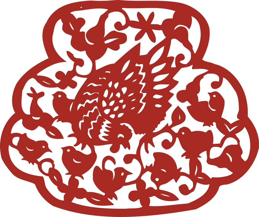 中国风中式传统喜庆民俗人物动物窗花剪纸插画边框AI矢量PNG素材【1124】